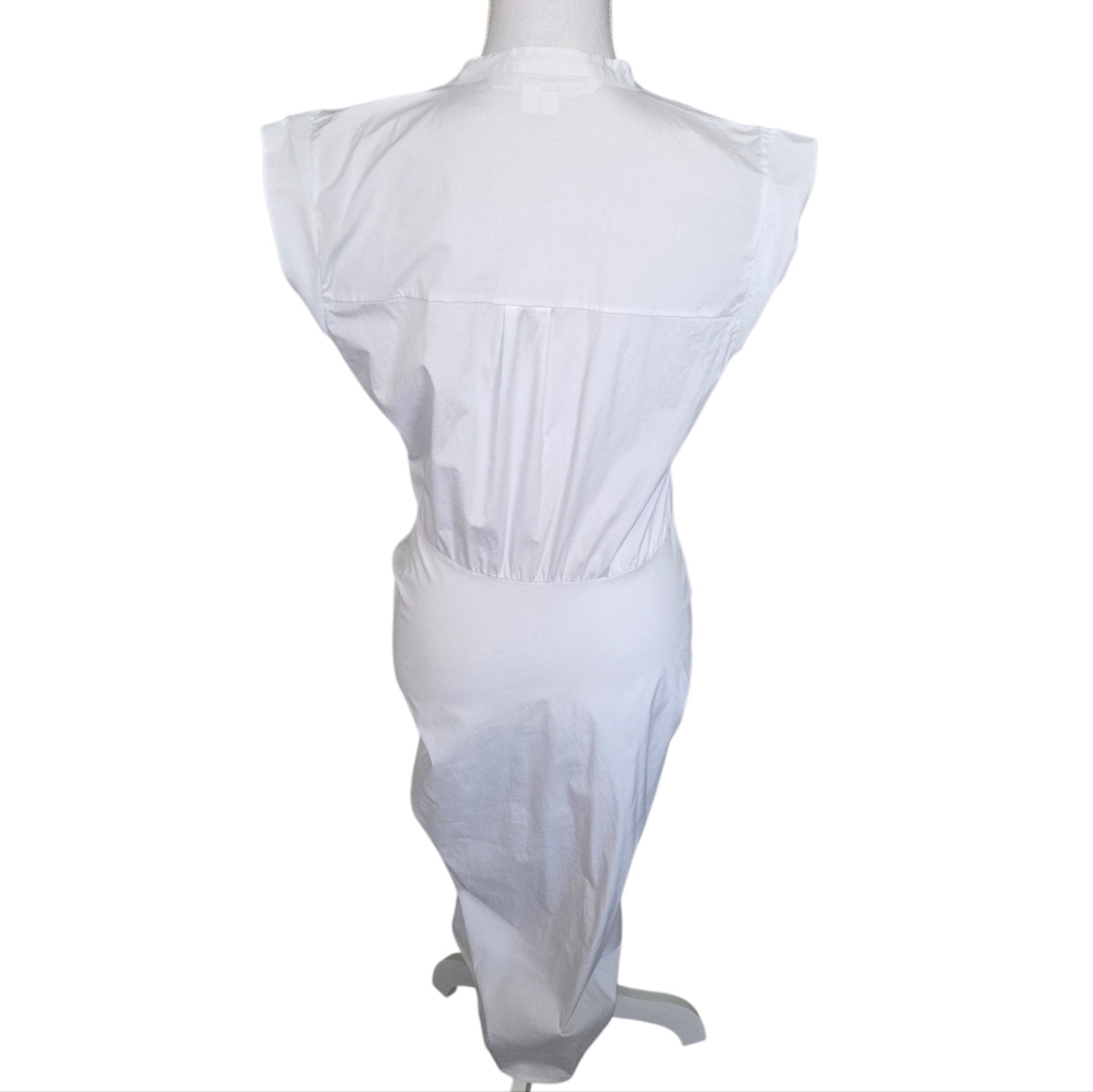Veronica Beard Ruched Shirt Dress White Size 8 - Picture 4 of 6